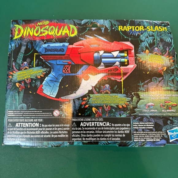 Nerf DinoSquad Raptor-Slash Dart Blaster, 6-Dart Rotating Drum, Slam Fire, NIB - Picture 2 of 2